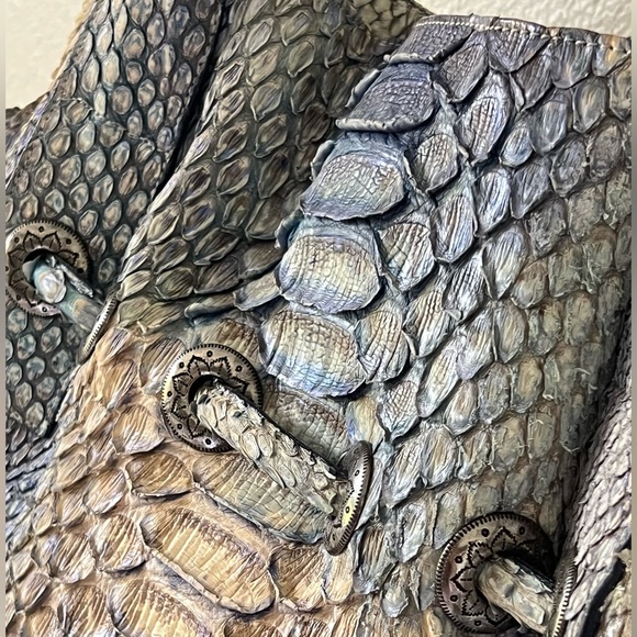 Large RETTA WOLFF Python Handbag Blues and Grays Snakeskin Bag Rare Made in USA - Picture 8 of 16